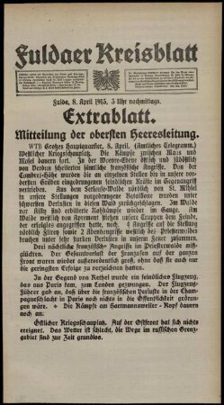 Ausgabe vom Donnerstag, den 08. April 1915.