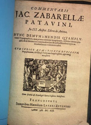 Commentarii ... in III. Aristot. libros de anima