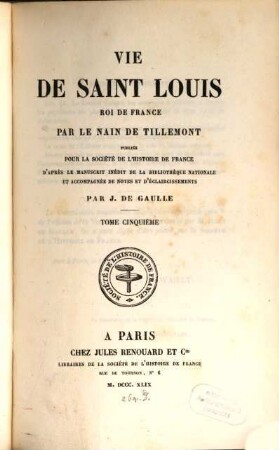 Vie de Saint Louis, roi de France. 5