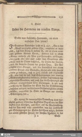 X. Stück. Ueber die Harmonie im reinsten Klange