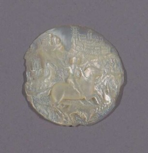 Perlmuttrelief des Heiligen Georg im Drachenkampf