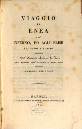 Viaggio di Enea all inferno, ed agli elisii secondo Virgilio
