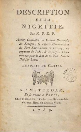 Description de la Nigritie