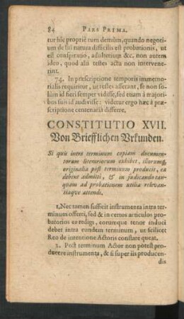 Constitutio XVII. Von Briefflichen Urkunden
