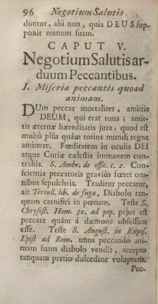 Caput V. Negotium salutis arduum peccantibus.