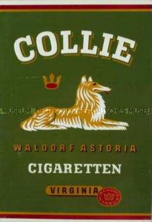 Werbeschild aus Blech für "Collie"-Zigaretten