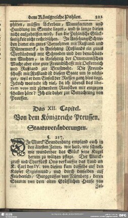 Das XII. Capitel. Von dem Königreiche Preussen : Staatsveränderungen