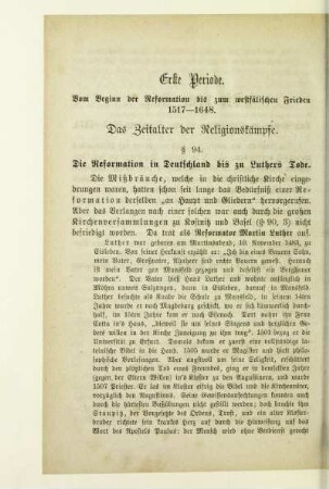 Erste Periode. Vom Beginn der Reformation bis zum westfälischen Frieden 1517-1648