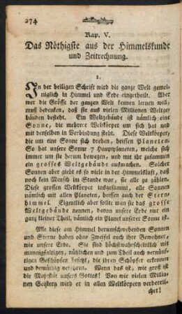 Kap. V. Das Nöthigste aus der Himmelskunde und Zeitrechnung