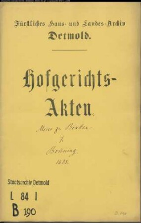 Bexten, Bartold, Meier zu gegen Arnold Brüning zu Herford - Verleumdung
