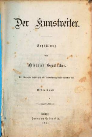 Der Kunstreiter : Erzählung, 1. Band