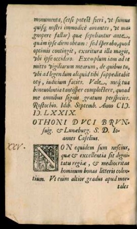 Othoni Duci Brunsvig. et Lunaeburg. S. D. Ioannes Caselius.
