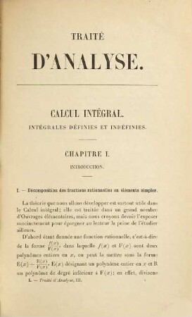 Traité d'analyse. 3, Calcul intégral : intégrales définies et indéfinies