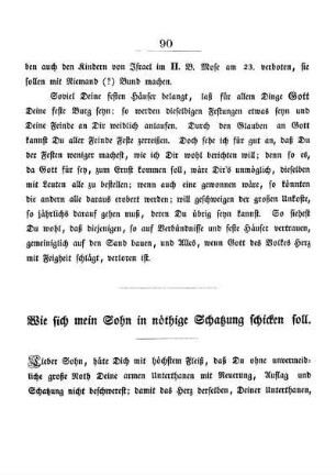 Wie sich mein Sohn in nöthige Schatzung schicken soll.