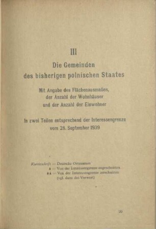 III. Die Gemeinden des bisherigen polnischen Staates