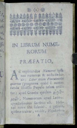In Librum Numerorum Præfatio.