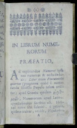 In Librum Numerorum Præfatio.