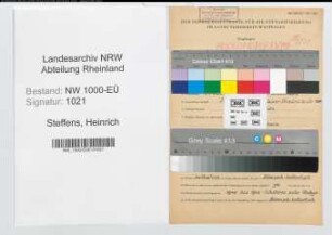 Entnazifizierung Heinrich Steffens, geb. 31.07.1890 (Konrektor)