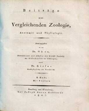 Beiträge zur vergleichenden Zoologie, Anatomie und Physiologie, 2