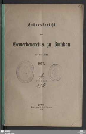 1876/77(1878): Jahresbericht des Gewerbevereins zu Zwickau