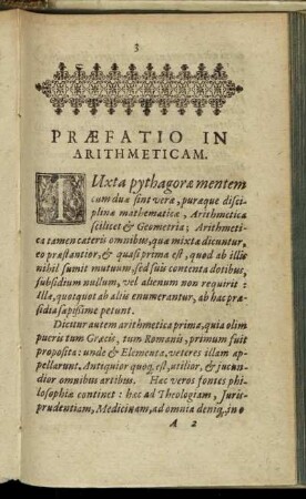 Præfatio In Arithmeticam.