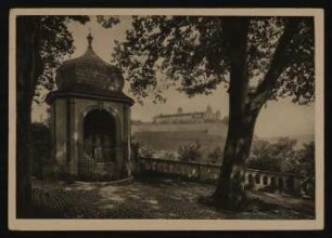 Ansichtskarte von Max Mell an Hofmannsthal mit Ansicht "Das malerische Würzburg. Käppelestation gegen die Feste"