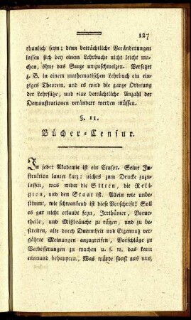 §. 11. Bücher-Censur. - §. 12. Schema der ausserordentlichen Vorlesungen der Philosophischen Fakultät auf der Universität.