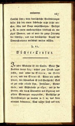 §. 11. Bücher-Censur. - §. 12. Schema der ausserordentlichen Vorlesungen der Philosophischen Fakultät auf der Universität.