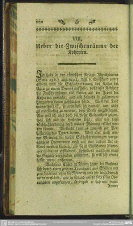 VIII. Ueber die Zwischenräume der Kohorten