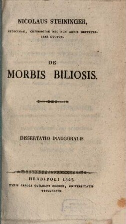 De morbis biliosis : diss. inaug.