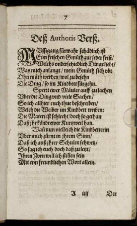 Deß Authoris Verß.
