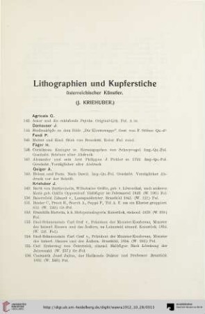Lithographien und Kupferstiche österreichischer Künstler (Nr. 143-229)