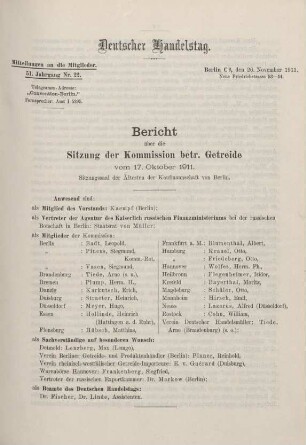 51. Jahrg. Nr. 22., ... den 20. November 1911