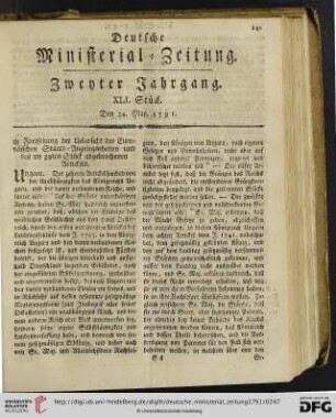XLI. Stück. - L. Stück. (Den 24. May. - Den 24. Junius.)
