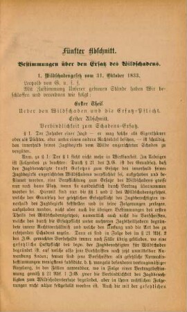Fünfter Abschnitt. Bestimmungen über den Ersatz des Wildschadens