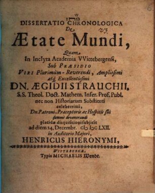 Diss. chronol. de aetate mundi