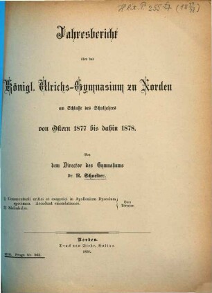 Jahresbericht. 1877/78