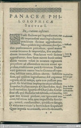 Sectio I. De ratione instituti