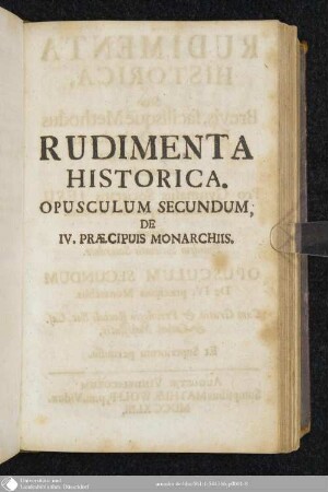 Anderes Wercklein: Von den vier grossen Monarchien