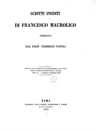 Scritti inediti di Francesco Maurolico