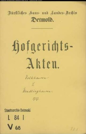 Volkhausen, Advokat gegen Eingesessene zu Wendlinghausen - Anwaltsgebühren