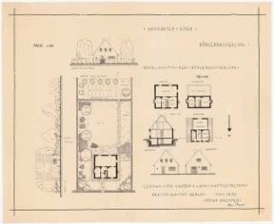 Hausgarten einer Bürgerhaussiedlung: Lageplan, Grundrisse, Ansichten, Schnitt