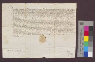 Quittung des Klaus Stehily von Bremgarten für den Deutschen Orden zu Freiburg über 23 Gulden aus der Verlassenschaft des Wernher Stehilin, Frühmessers zu Wasenweiler.