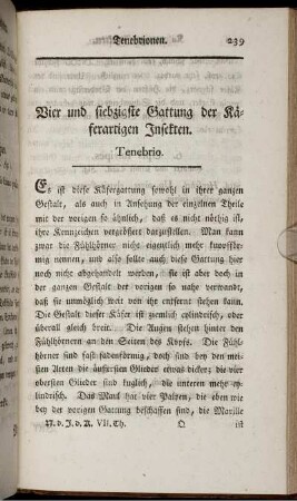 Vier und siebzigste Gattung der Käferartigen Insekten. Tenebrio.