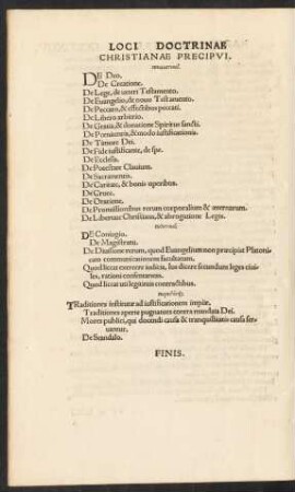 Loci Doctrinae Christianae Precipui.