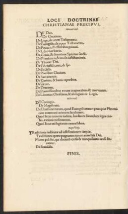 Loci Doctrinae Christianae Precipui.