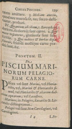 Punctum II. De Piscium Marinorum Pelagiorum Carne