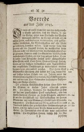 Vorrede auf das Jahr 1743.