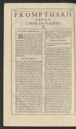 Promptuarii Sacri. Liber Secundus. B