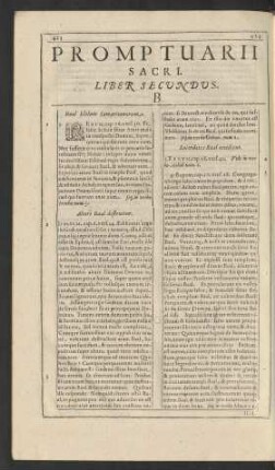 Promptuarii Sacri. Liber Secundus. B